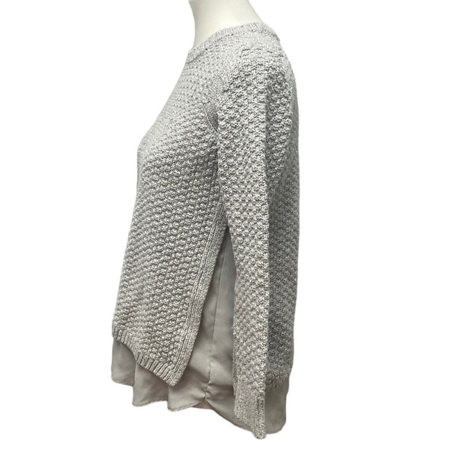 LOFT Womens Medium Long Sleeve Layered Look Shirt Tail Pullover Acrylic Sweater