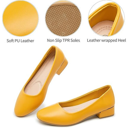 Hash Bubbie Womens Size 5 Yellow 1.5" Block Heel Closed Toe Slip On Shoes
