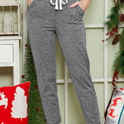 Gray Drawstring Waist Pocketed Joggers