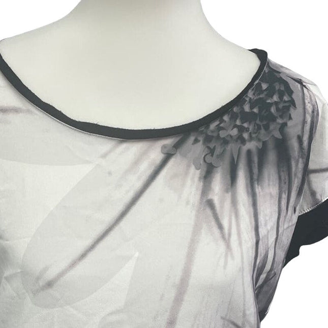 Apt 9 Womens Large Graphic Floral Flower Print Short Sleeve Scoop Neck Blouse