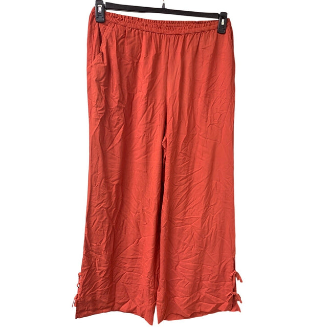 New American Eagle Womens Medium Linen Blend Elastic Waist Long Bow Pants
