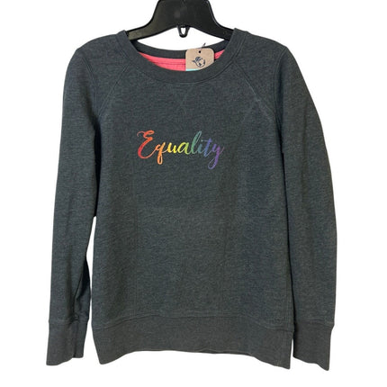 Upcycled Hand Printed Womens Medium Rainbow Equality Long Sleeve Sweatshirt