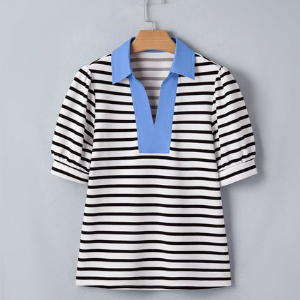 Lina Block Polo Collar Blouse