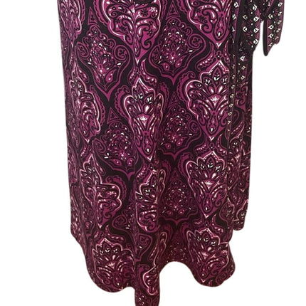 Apt 9 Womens 1X Short Sleeve Purple Faux Wrap Belted Floral Midi Sheath Dress