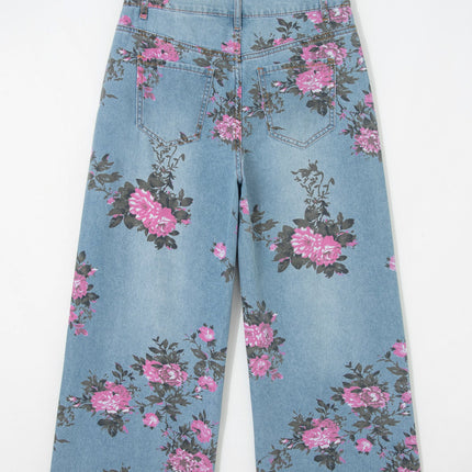 Esme Floral Print Bootcut Jeans