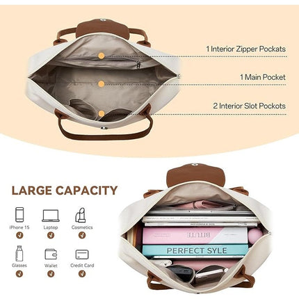 NWT New Kalidi Womens Beige Zipper Close Magnet Latch Tote Bag Handbag Purse