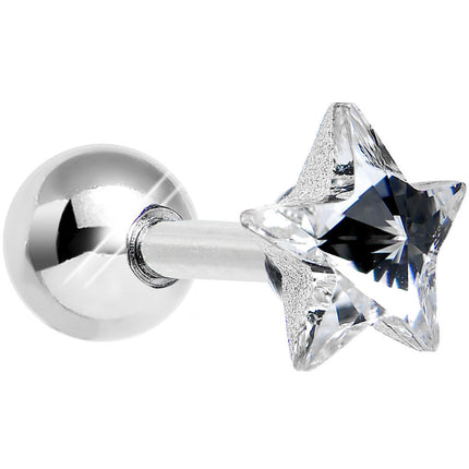 18G 1/4 Crystalline Gem Gleaming Star Tragus Cartilage Earring