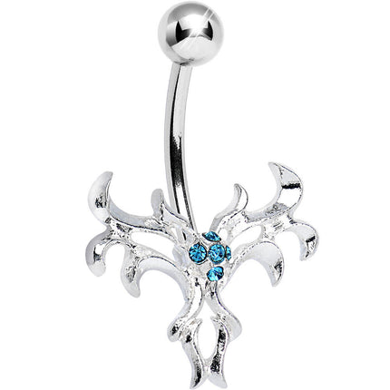 Aqua Gem Exotic Leaves Belly Ring