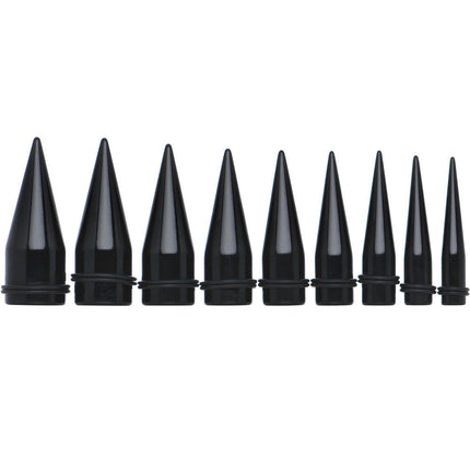 00G to 1 inch 18 Piece Black Acrylic Ear Stretching Taper Kit