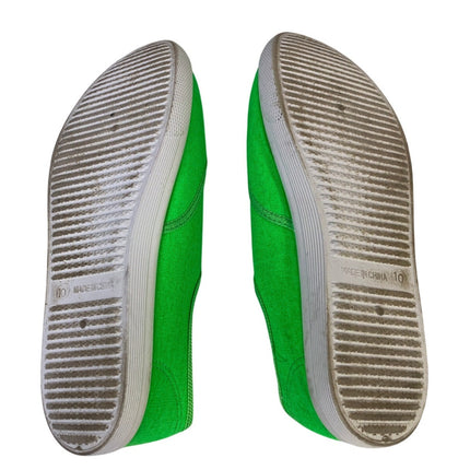 Womens Size 10 Neon Green Canvas Sneakers Lace Up Closed Round Toe Shoes