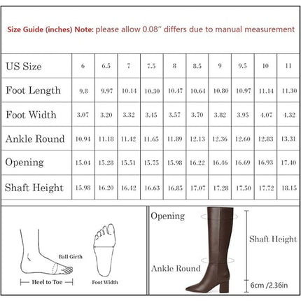 New Easyfox Womens Size 10 Brown Faux Leather 3" Block Heel Zip Knee High Boots