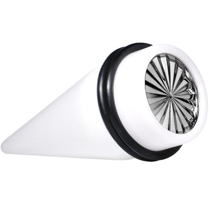 White Acrylic Grey Flashy Tire Rim Taper 2G to 20mm