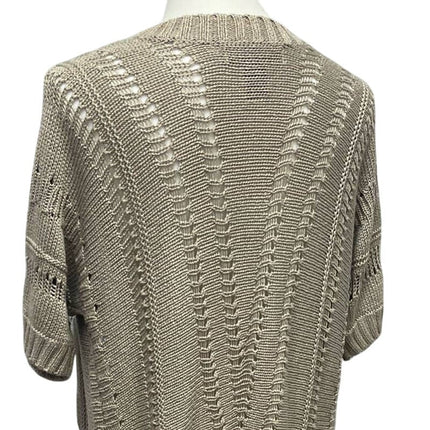 Venue Womens Medium Acrylic Short Sleeve Long Open Loose Knit Cardigan Sweater