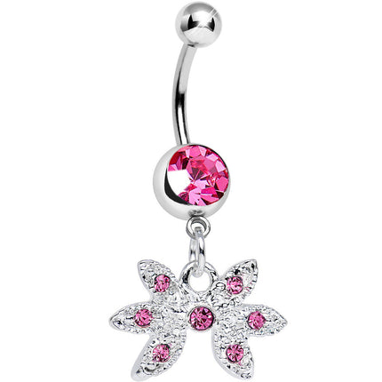 Pink Gem New Orleans Mardi Gras Mask Dangle Belly Ring