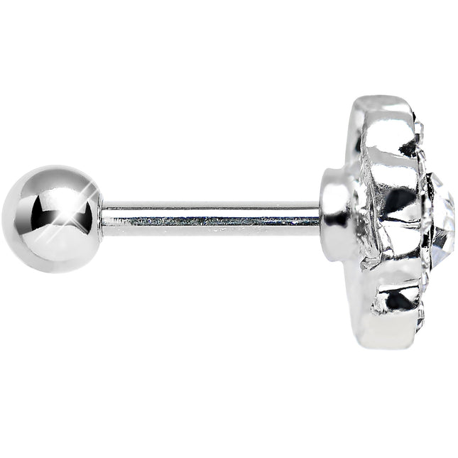 18G Clear CZ Sparkling Flower Cartilage Tragus Earring