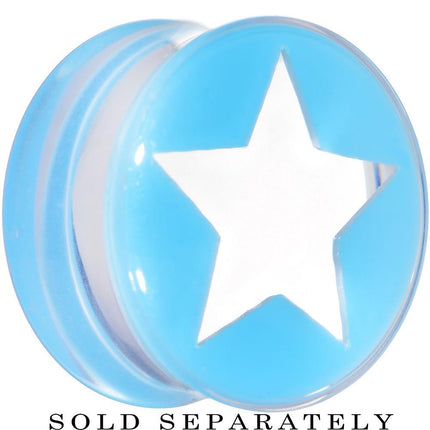 Clear Light Blue Acrylic Wish on a Star Saddle Plug 2G to 20mm