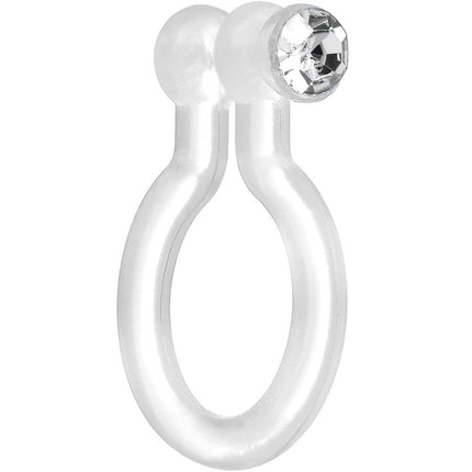 Clear Gem Clear Bioplast Clip On Non-Pierced Fake Nose Ring Hoop