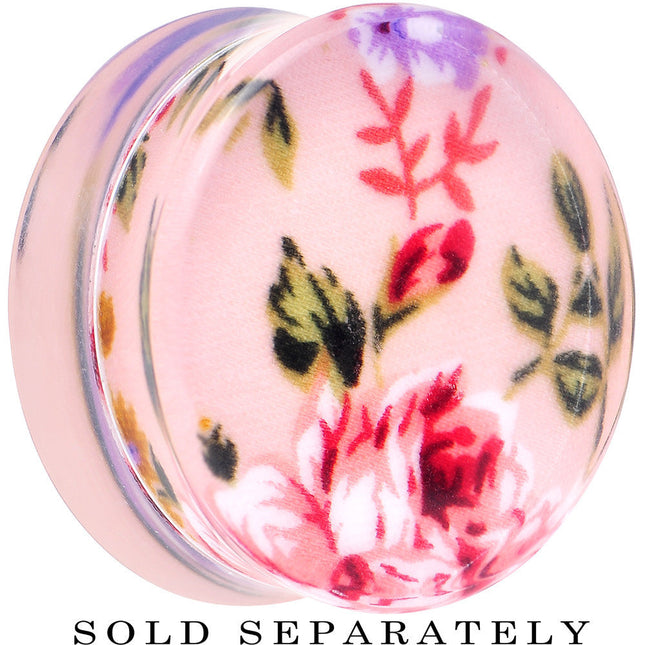 24mm Acrylic Pink Grandma's Wallpaper Flowered Saddle Plug