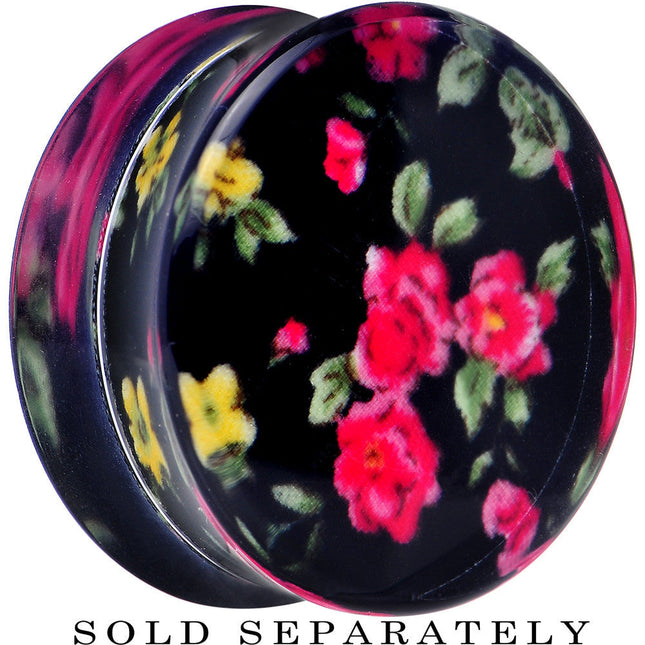 26mm Acrylic Black Multicolored Old Fashioned Flowers Saddle Plug
