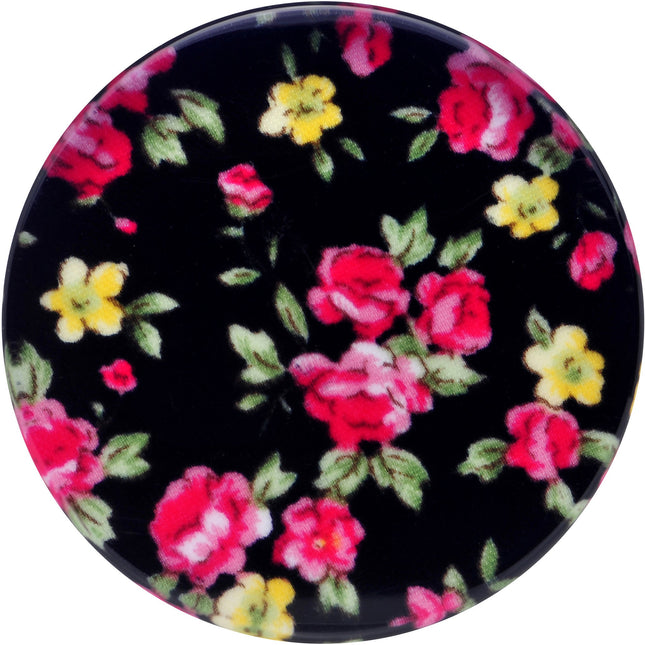 44mm Acrylic Black Multicolored Old Fashioned Flowers Saddle Plug