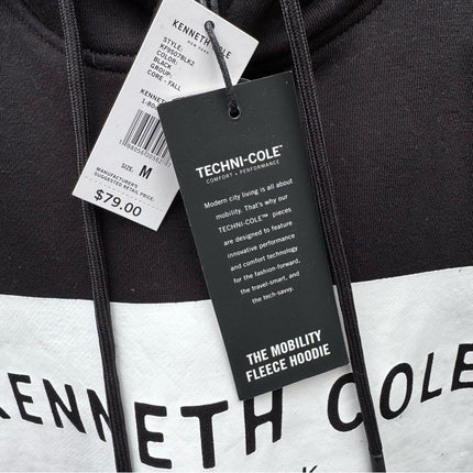 NWT New Kenneth Cole Mens Large Black Mobility Fleece Hoodie Hooded Sweatshirt