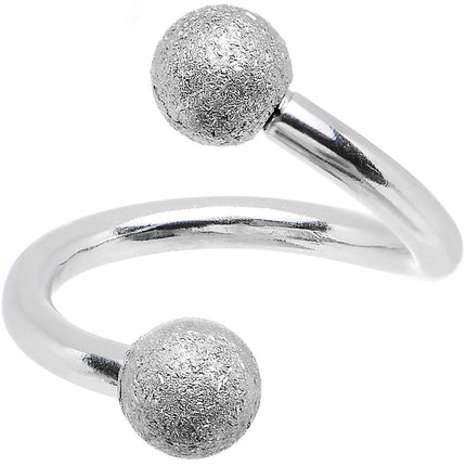 16G 5/16 Silver Sandblasted Steel Spiral Barbell 3mm Ball