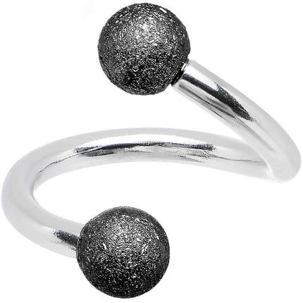 16G 5/16 Black Sandblasted Steel Spiral Barbell 3mm Ball