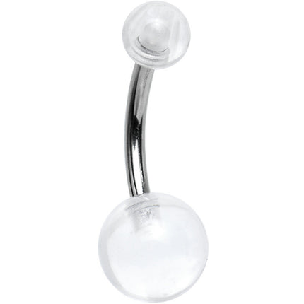 Crystal Clear Acrylic Grade 23 Solid Titanium Belly Ring