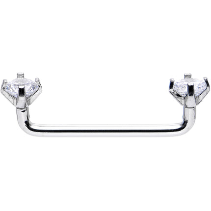 14G Clear Prong Gem 3/4 Steel Staple Surface Barbell 2mm Rise