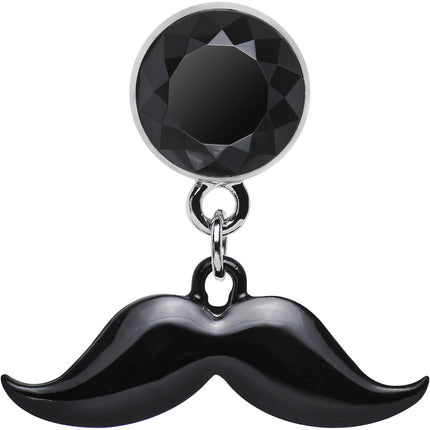 4G Black Dangling Mustache Steel Plug