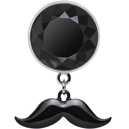 9/16 Black Dangling Mustache Steel Plug