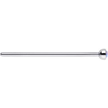 20G 3/4 Aurora CZ Steel Straight Fishtail Nose Ring 2mm