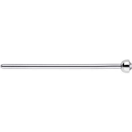 20G 3/4 Clear CZ Steel Straight Fishtail Nose Ring 2mm