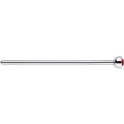 20G 3/4 Red CZ Steel Straight Fishtail Nose Ring 2mm