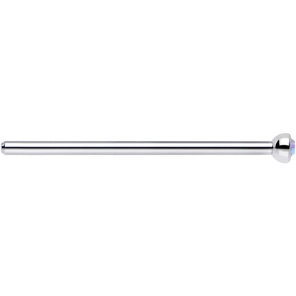 18G 3/4 Aurora CZ Steel Straight Fishtail Nose Ring 2mm