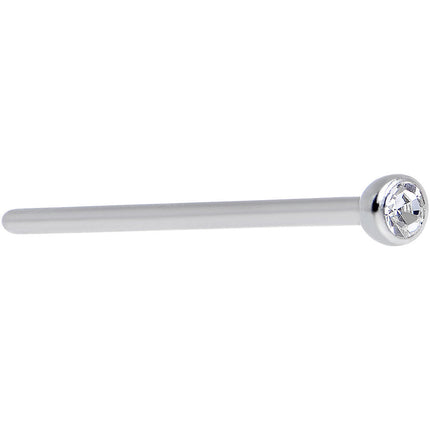 18G 3/4 Clear CZ Steel Straight Fishtail Nose Ring 2.5mm