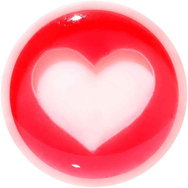00G White Red Acrylic Adoring Heart Saddle Plug