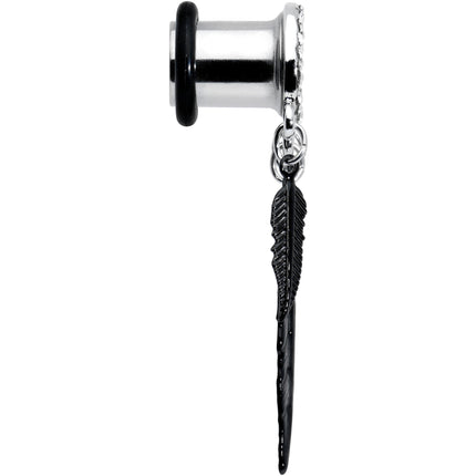 0G Clear Gem Steel Single Flare Tree of Life Dangle Plug Set