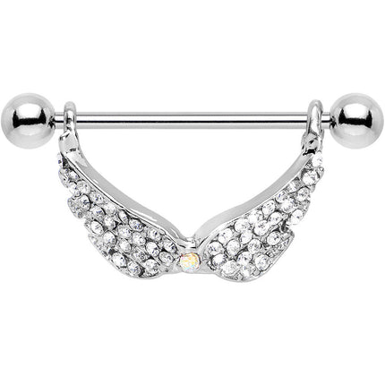 14G Mystical Gemmed Angel Wings Dangle Nipple Shield 24mm