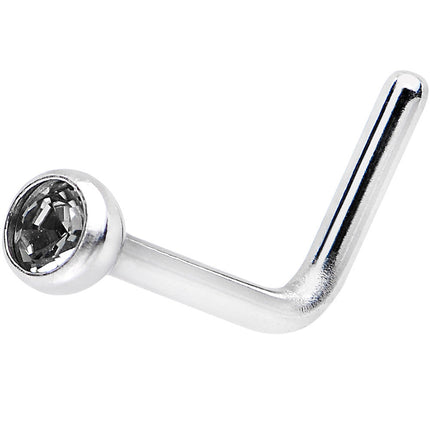 20G Black L-Shaped Nose Ring Created with Crystals
