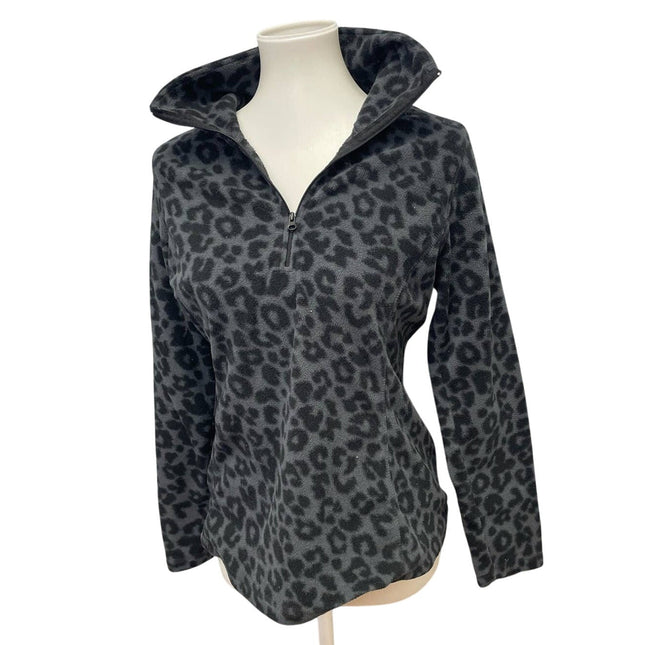 Old Navy Womens Medium Long Sleeve Leopard Spot 1/4 Zip Fleece Pullover Sweater