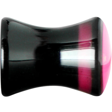 2G Black Acrylic Hot Pink Heart Saddle Plug
