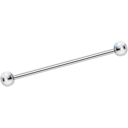 316L Stainless Steel White Faux Opal Industrial Barbell 36mm