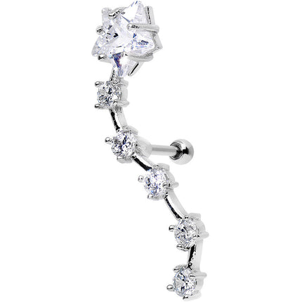 Stainless Steel CZ Shooting Star Right Tragus Cartilage Earring