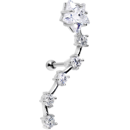 Stainless Steel CZ Shooting Star Left Tragus Cartilage Earring