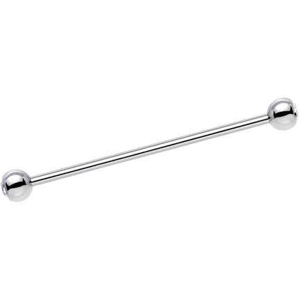 Double Gem Stainless Steel Industrial Barbell 38mm