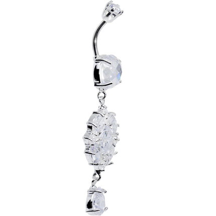 925 SilverClear CZ Pretty Princess Dangle Belly Ring