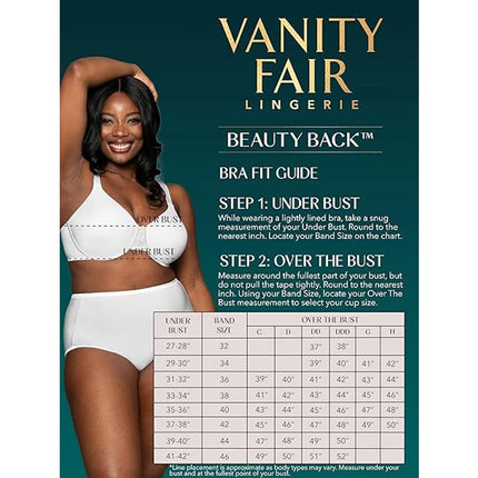 New Vanity Fair Womens 32DDD Black Beauty Back Smoothing Underwire Minimizer Bra