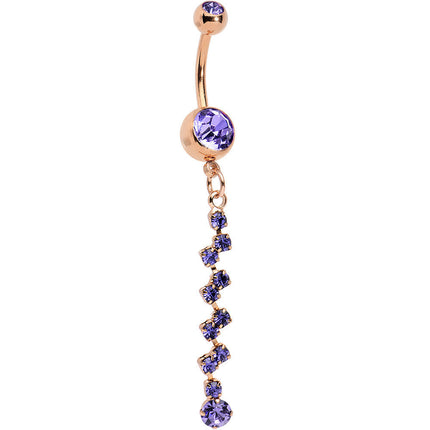 Purple Rose Gold Anodized Criss Cross Dangle Belly Ring