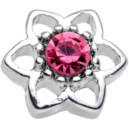 16G 7mm Pink Gem Petaled Flower Cartilage Earring